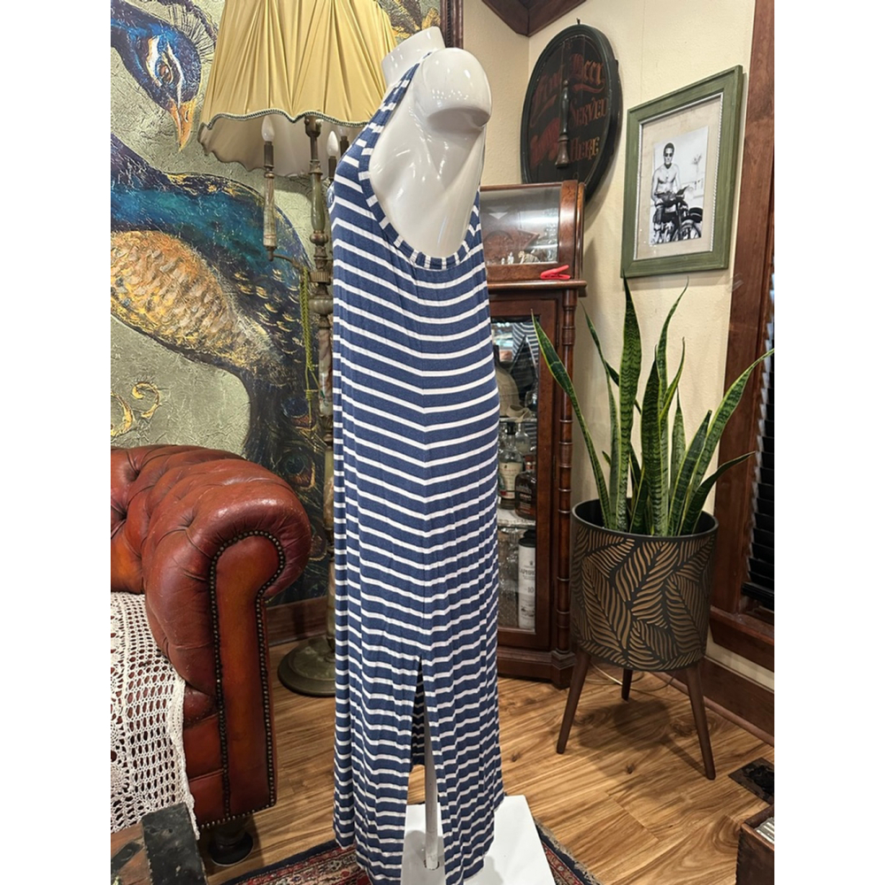 J.Crew Blue and White Striped Maxi Dress Women's M - Picture 3 of 6